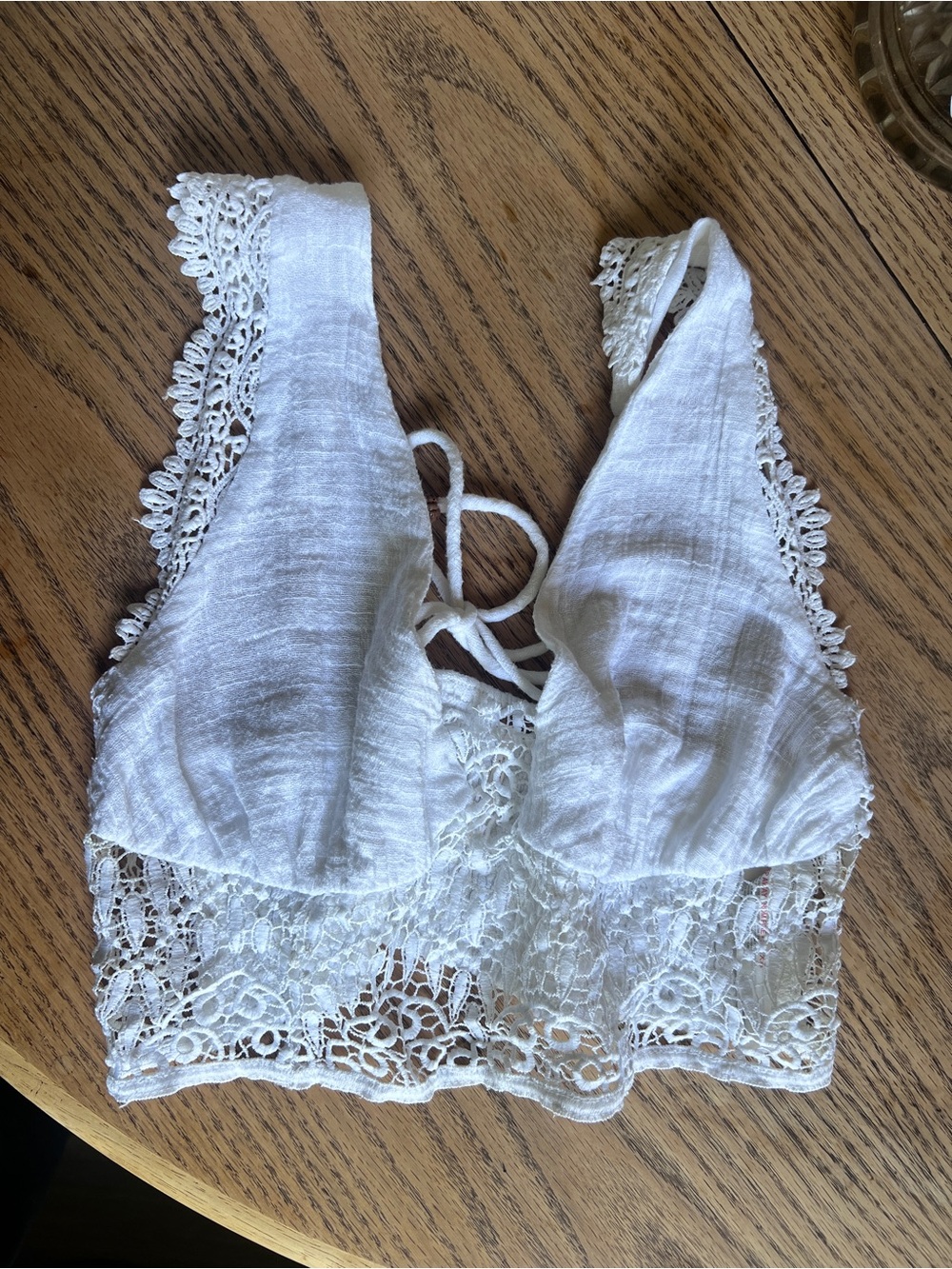 Free People Cream Crochet Lace Crop Top